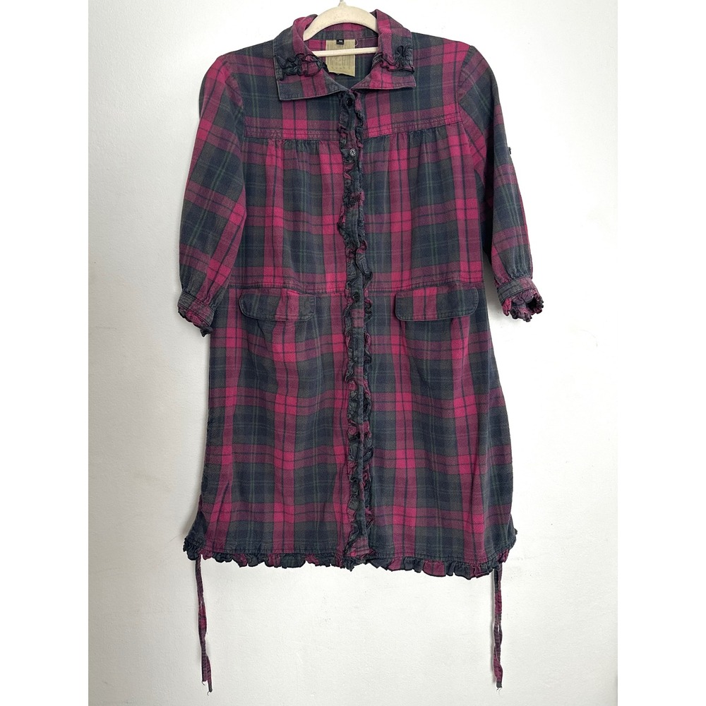 BUNKA Fashion Plaid Ruffle Dress Gothic Lolita 90's Grunge Dark Academia‎ Japan